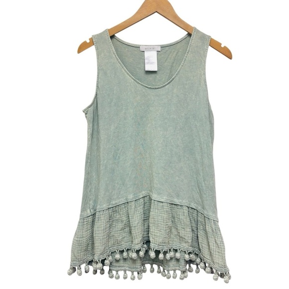 Anthropologie Eri + Ali Tassled Peplum Tank Top - Picture 2 of 9